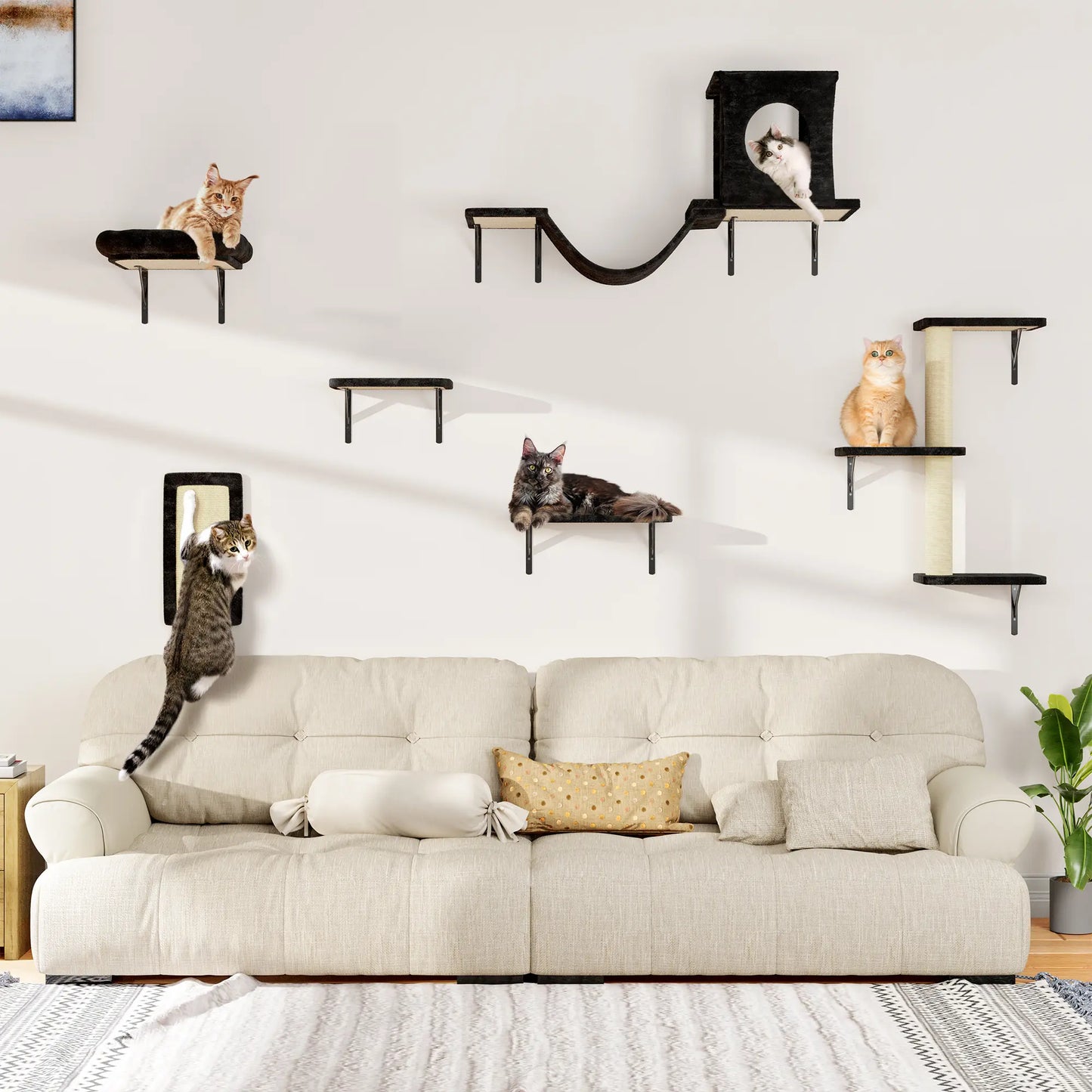 【Christmasgift】 5Pcs Wall Mountain Cat Shelves,Cat Condo,Cat Bed, Cat Tree