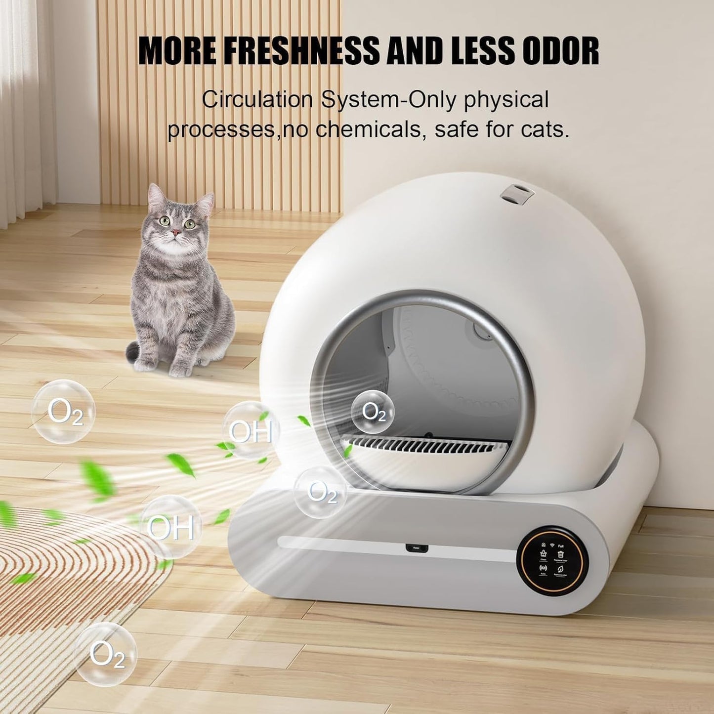 Litiere Chat Autonettoyante, Litière Automatique, XXL, Grande Fermé Caisse Litiere Pour Chat Automatique, anti Odeur, Tranquille Fonctionnement, Idéal Pour Voyage Et Quotidien