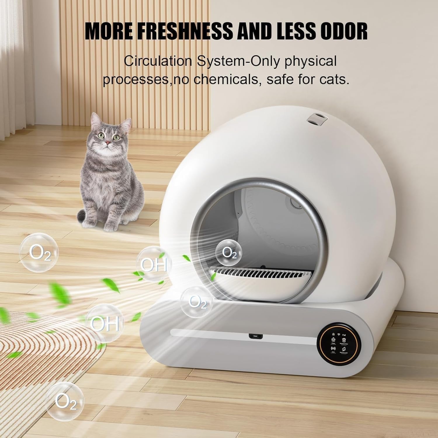 Litiere Chat Autonettoyante, Litière Automatique, XXL, Grande Fermé Caisse Litiere Pour Chat Automatique, anti Odeur, Tranquille Fonctionnement, Idéal Pour Voyage Et Quotidien