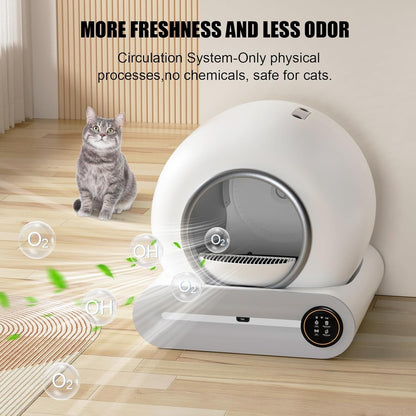 Litiere Chat Autonettoyante, Litière Automatique, XXL, Grande Fermé Caisse Litiere Pour Chat Automatique, anti Odeur, Tranquille Fonctionnement, Idéal Pour Voyage Et Quotidien