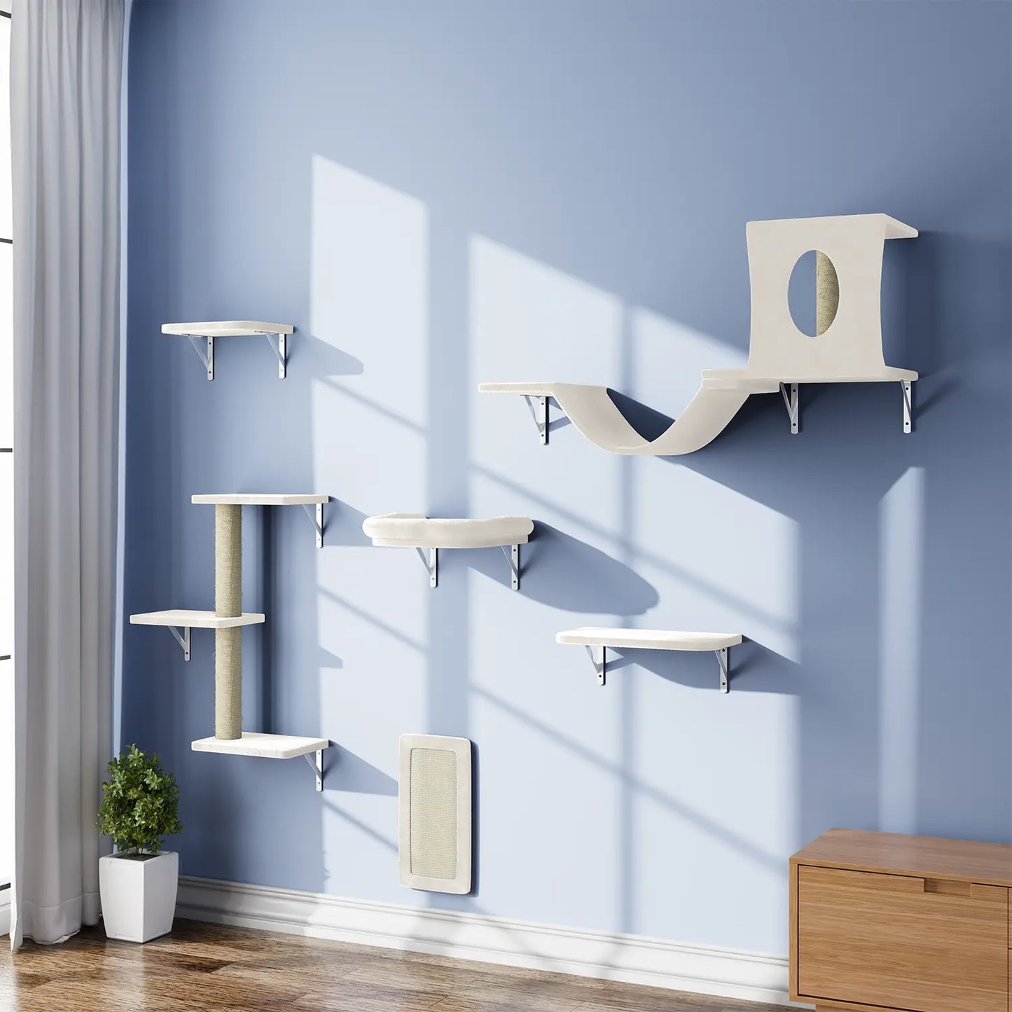 【Christmasgift】 5Pcs Wall Mountain Cat Shelves,Cat Condo,Cat Bed, Cat Tree
