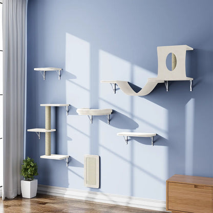 【Christmasgift】 5Pcs Wall Mountain Cat Shelves,Cat Condo,Cat Bed, Cat Tree