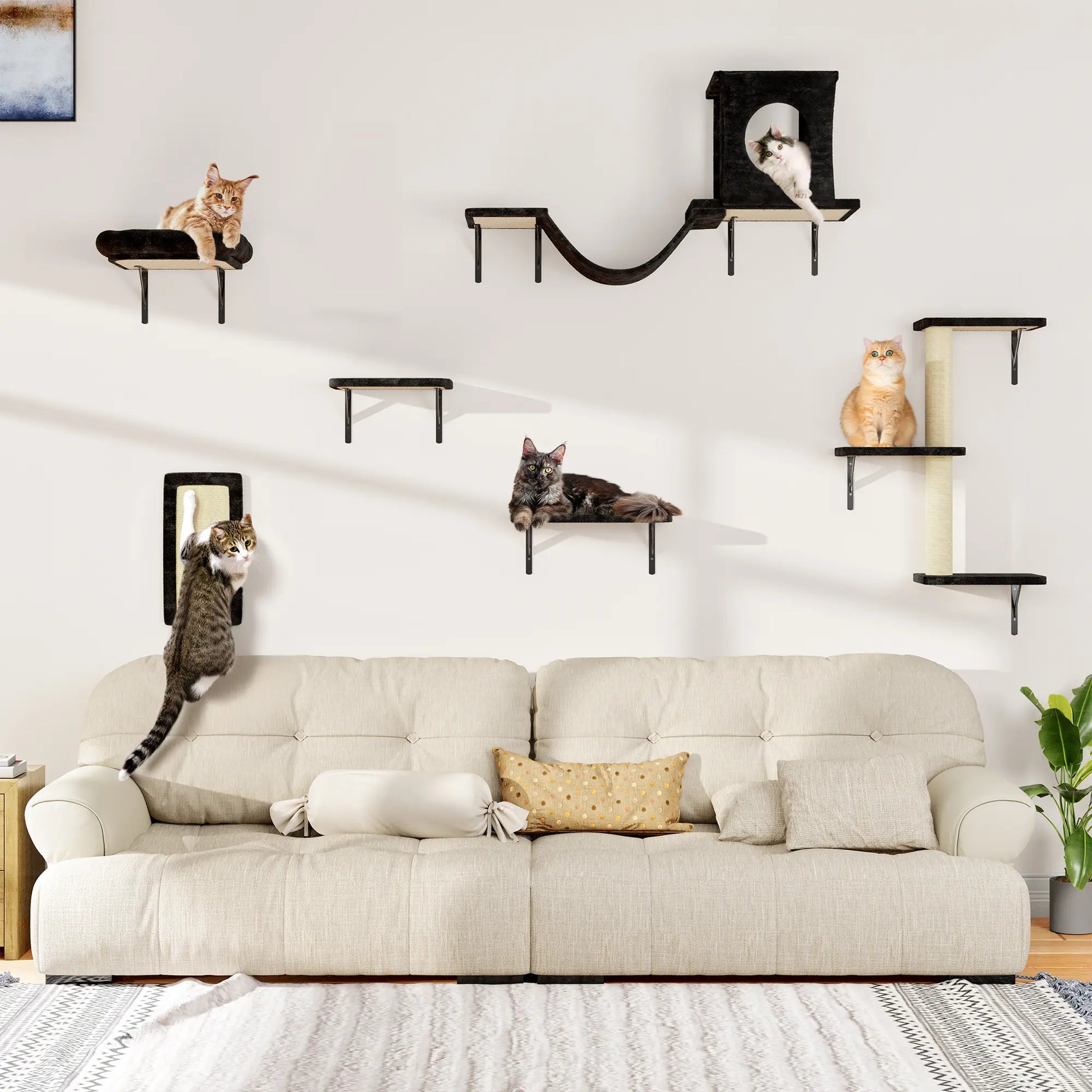 【Christmasgift】 5Pcs Wall Mountain Cat Shelves,Cat Condo,Cat Bed, Cat Tree