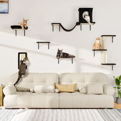 【Christmasgift】 5Pcs Wall Mountain Cat Shelves,Cat Condo,Cat Bed, Cat Tree