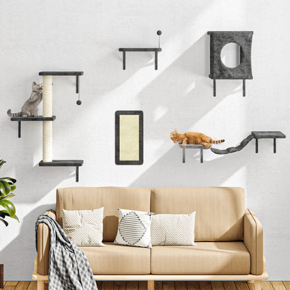 【Christmasgift】 5Pcs Wall Mountain Cat Shelves,Cat Condo,Cat Bed, Cat Tree