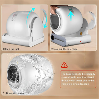 Litiere Chat Autonettoyante, Litière Automatique, XXL, Grande Fermé Caisse Litiere Pour Chat Automatique, anti Odeur, Tranquille Fonctionnement, Idéal Pour Voyage Et Quotidien