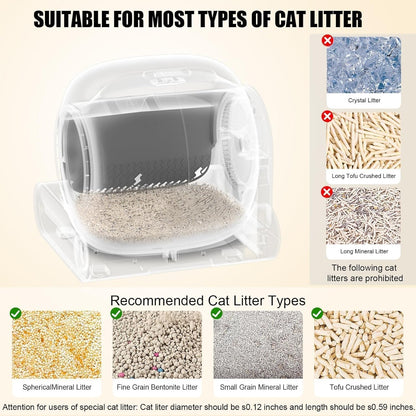 Litiere Chat Autonettoyante, Litière Automatique, XXL, Grande Fermé Caisse Litiere Pour Chat Automatique, anti Odeur, Tranquille Fonctionnement, Idéal Pour Voyage Et Quotidien