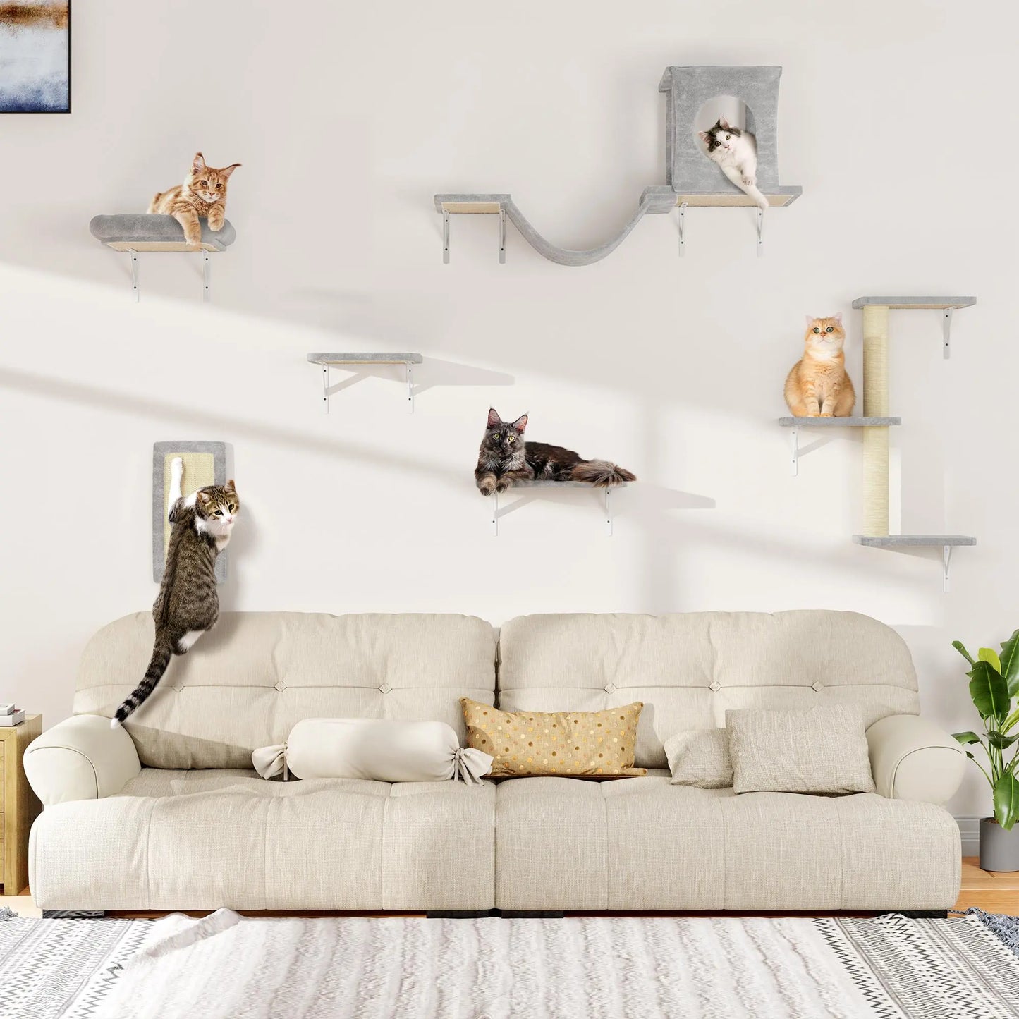 【Christmasgift】 5Pcs Wall Mountain Cat Shelves,Cat Condo,Cat Bed, Cat Tree