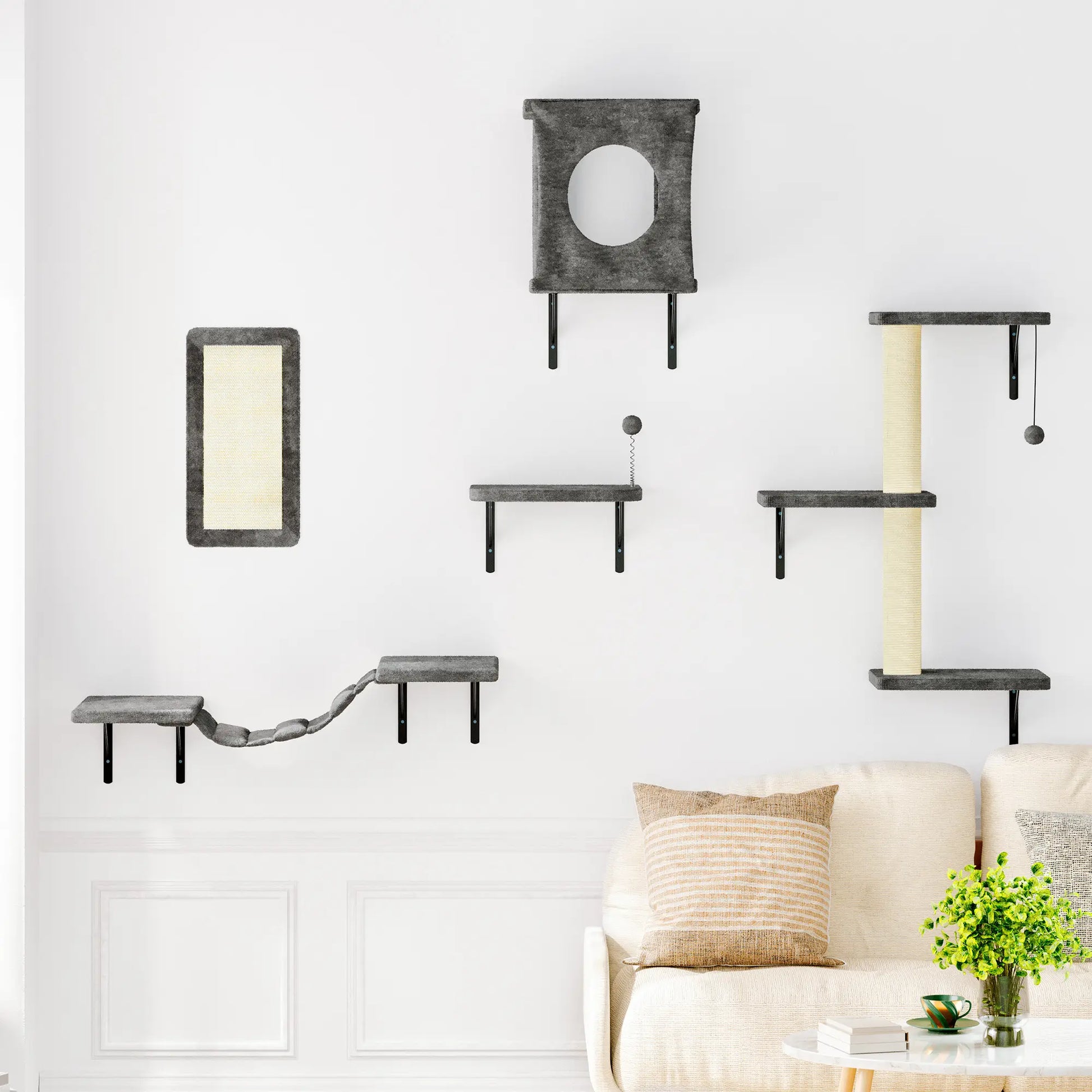 【Christmasgift】 5Pcs Wall Mountain Cat Shelves,Cat Condo,Cat Bed, Cat Tree