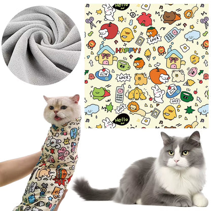 Cat Grooming Wrap Self-Adherent Cat Restraint Wrap Anti-Escape Cat Swaddle Burrito Wrap for Nail Trimming Cat Grooming Supplies