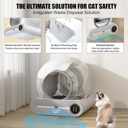 Litiere Chat Autonettoyante, Litière Automatique, XXL, Grande Fermé Caisse Litiere Pour Chat Automatique, anti Odeur, Tranquille Fonctionnement, Idéal Pour Voyage Et Quotidien