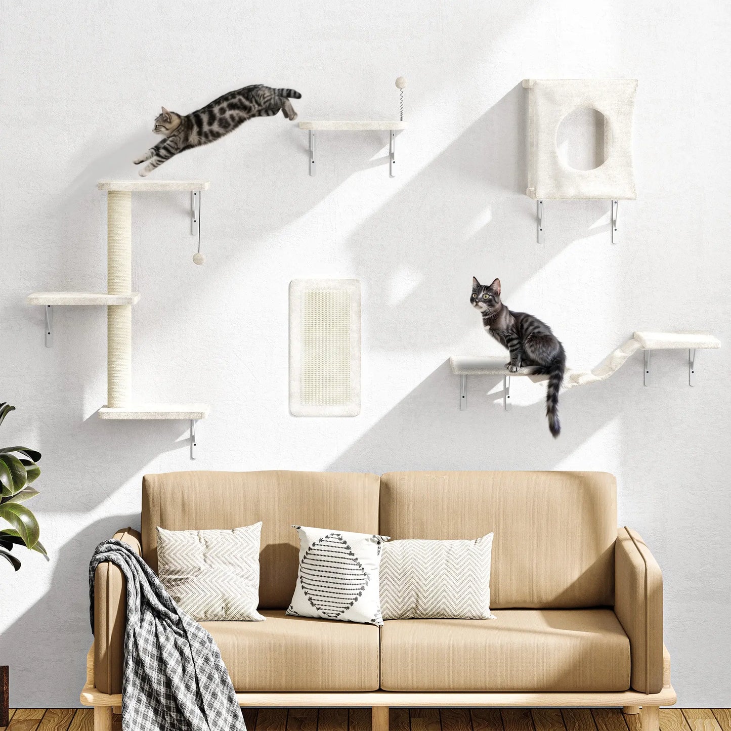 【Christmasgift】 5Pcs Wall Mountain Cat Shelves,Cat Condo,Cat Bed, Cat Tree