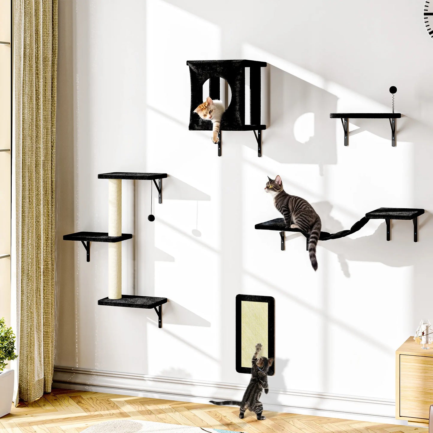 【Christmasgift】 5Pcs Wall Mountain Cat Shelves,Cat Condo,Cat Bed, Cat Tree