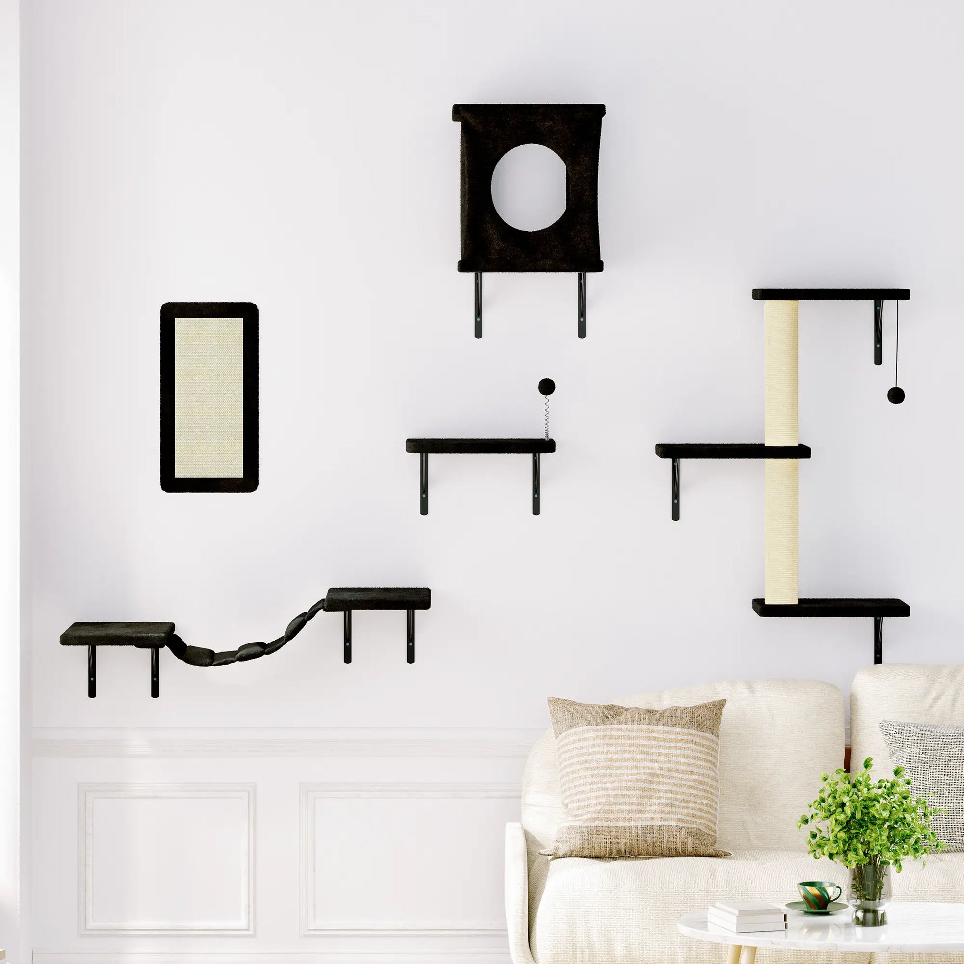 【Christmasgift】 5Pcs Wall Mountain Cat Shelves,Cat Condo,Cat Bed, Cat Tree