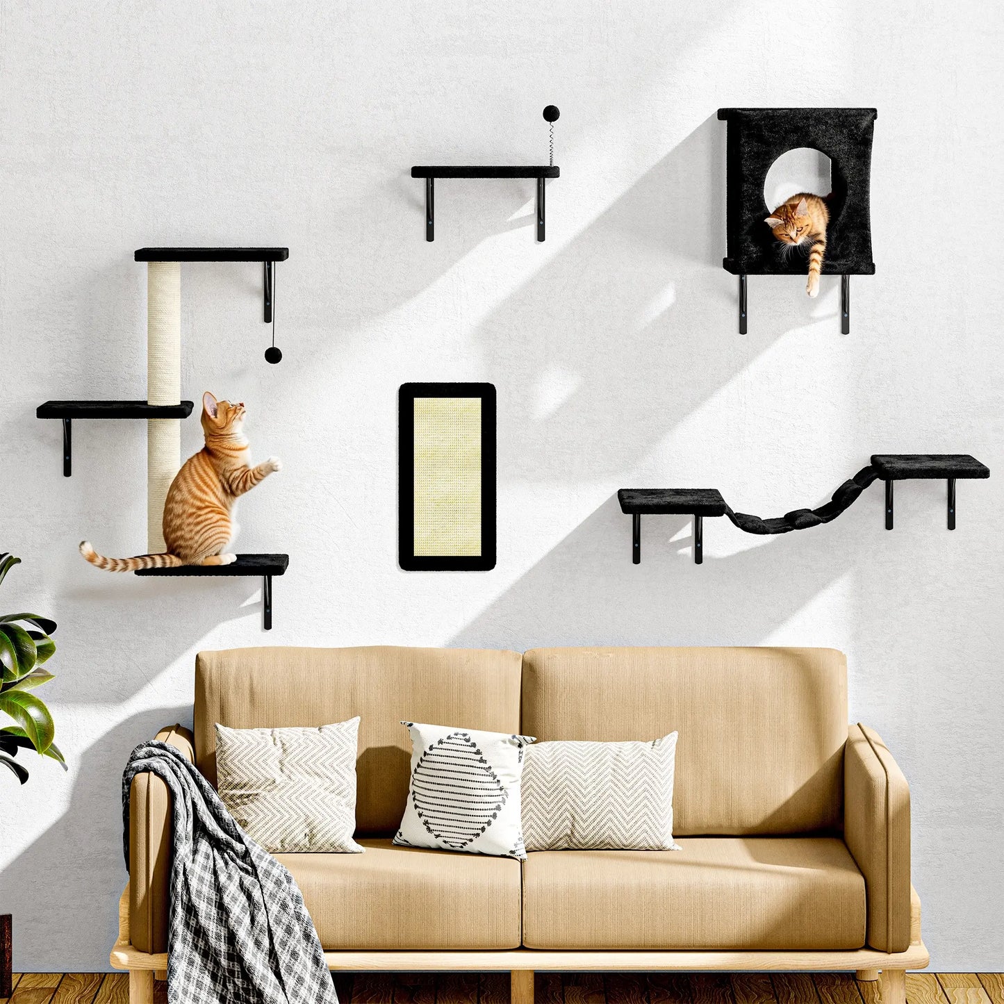 【Christmasgift】 5Pcs Wall Mountain Cat Shelves,Cat Condo,Cat Bed, Cat Tree