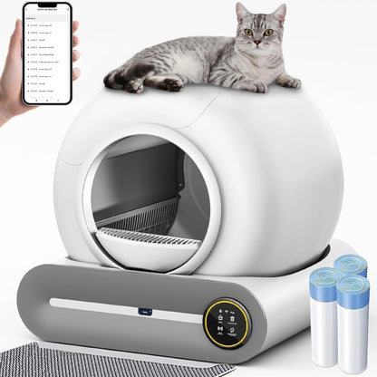 Litiere Chat Autonettoyante, Litière Automatique, XXL, Grande Fermé Caisse Litiere Pour Chat Automatique, anti Odeur, Tranquille Fonctionnement, Idéal Pour Voyage Et Quotidien